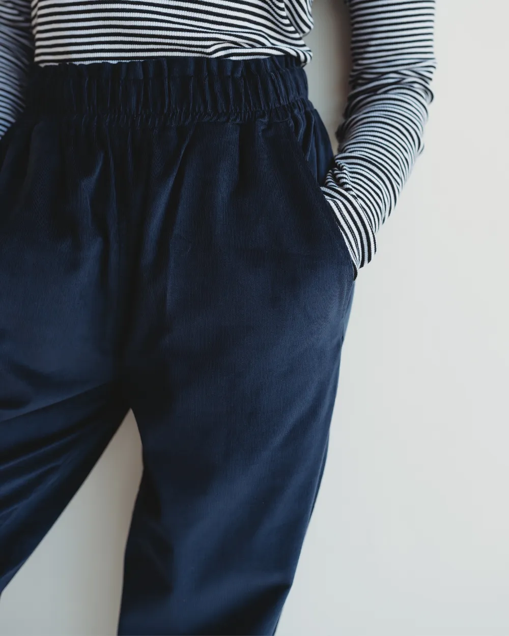 Quick Adjust Fit Soft Lines Kate Navy Barrel Leg Trousers