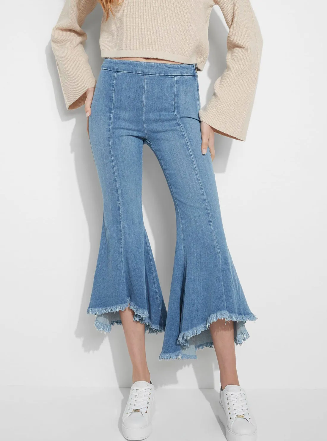 High-Rise Flare Denim Jeans in Sophia Wash Autumn Days Parent Style Premium Elegant