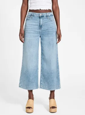 High-Rise Relaxed Fit Bellflower Cropped Wide Leg Jeans in Medium Wash Smooth Minimalist Party Look Couple Look Earthy