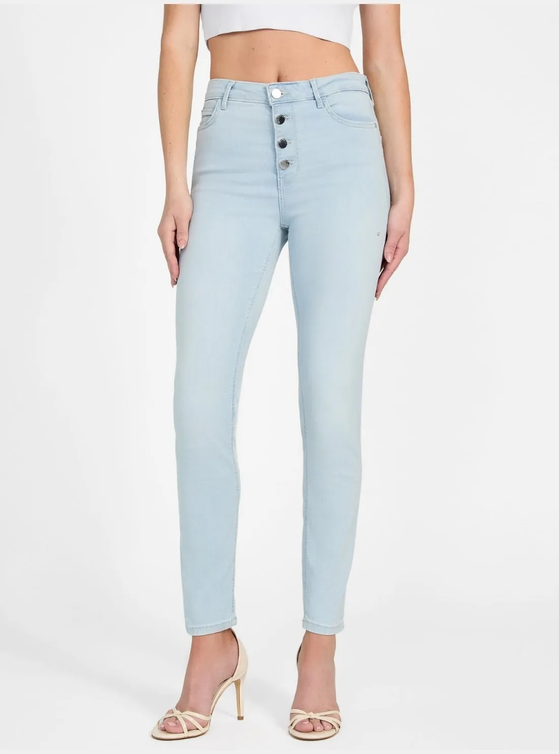 Go-To Garment High Rise Skinny 1981 Exposed Button Jeans in Nuage Light Wash