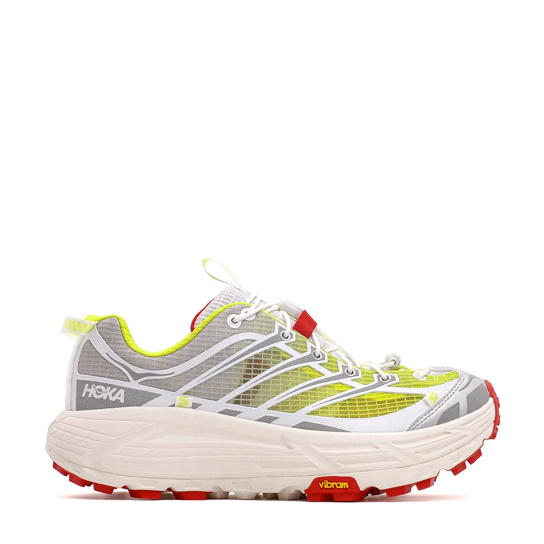 Hoka One One Men x Nicole McLaughlin Mafate Three2 White Neon Yellow Core 1153931-WNN Stretch Collar Friction Reducite Insole