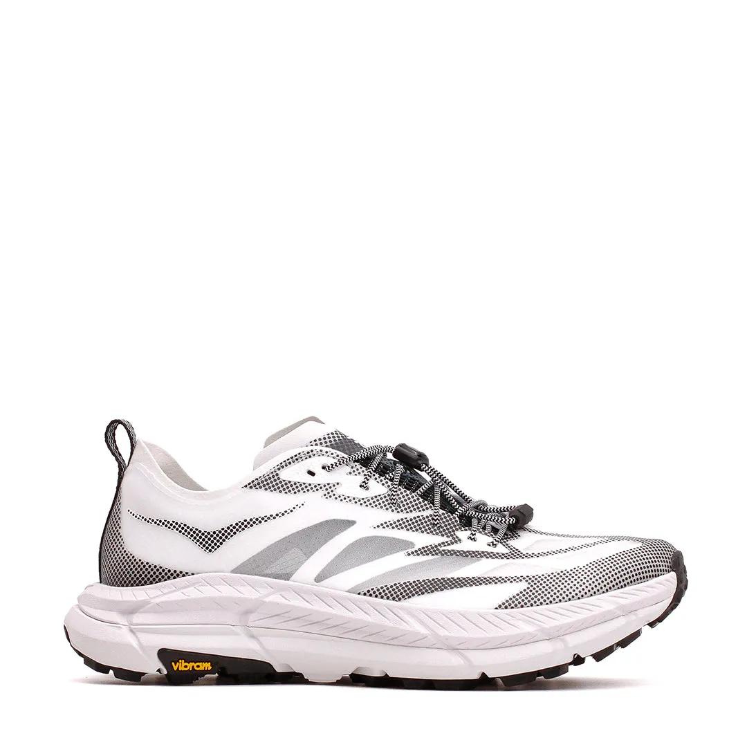 Hoka One One Unisex Mafate Speed 4 Lite TS White Black Core 1168971-WBLC running in a historical site shoes