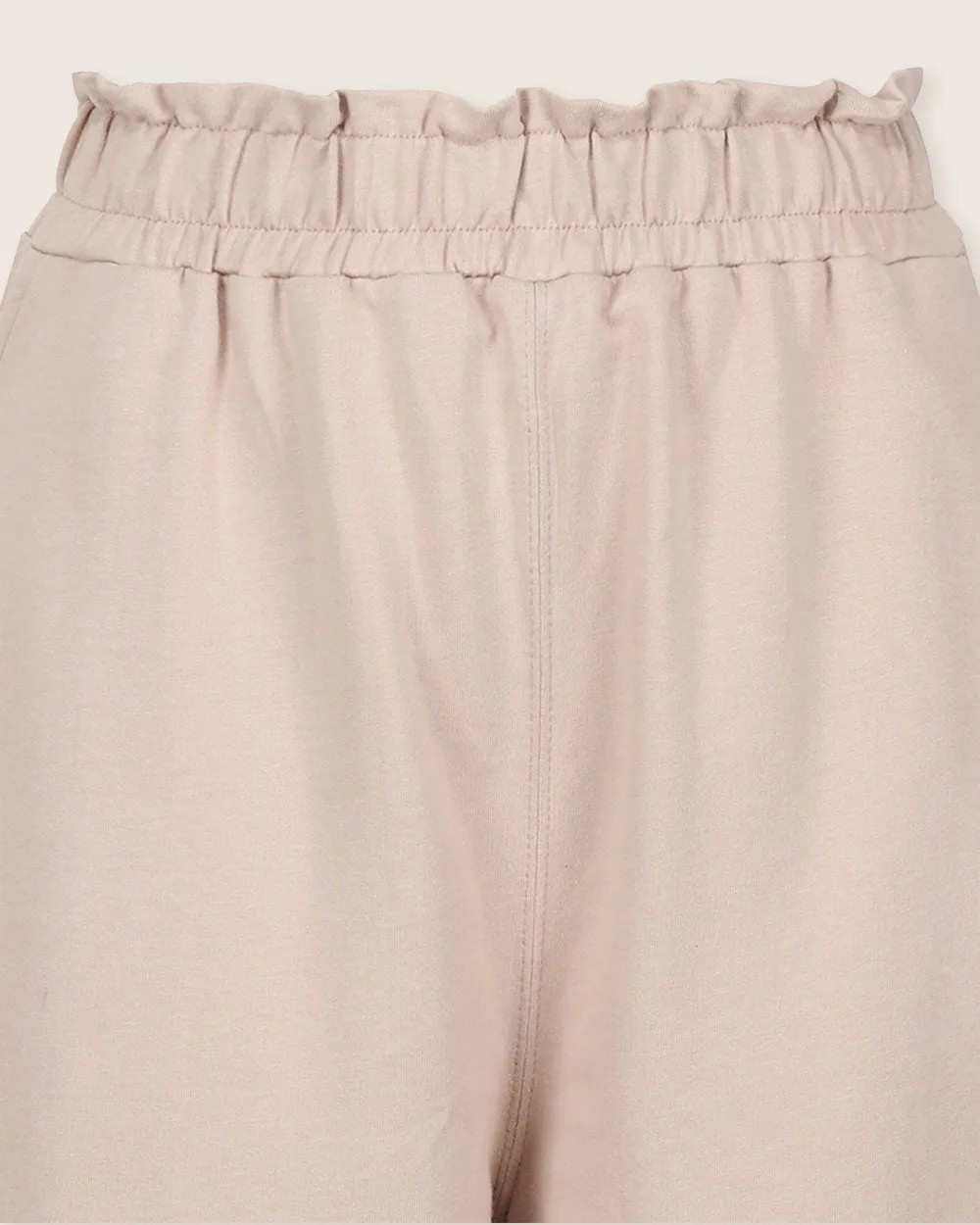 Kate Beige Barrel Leg Trousers Light and Cozy