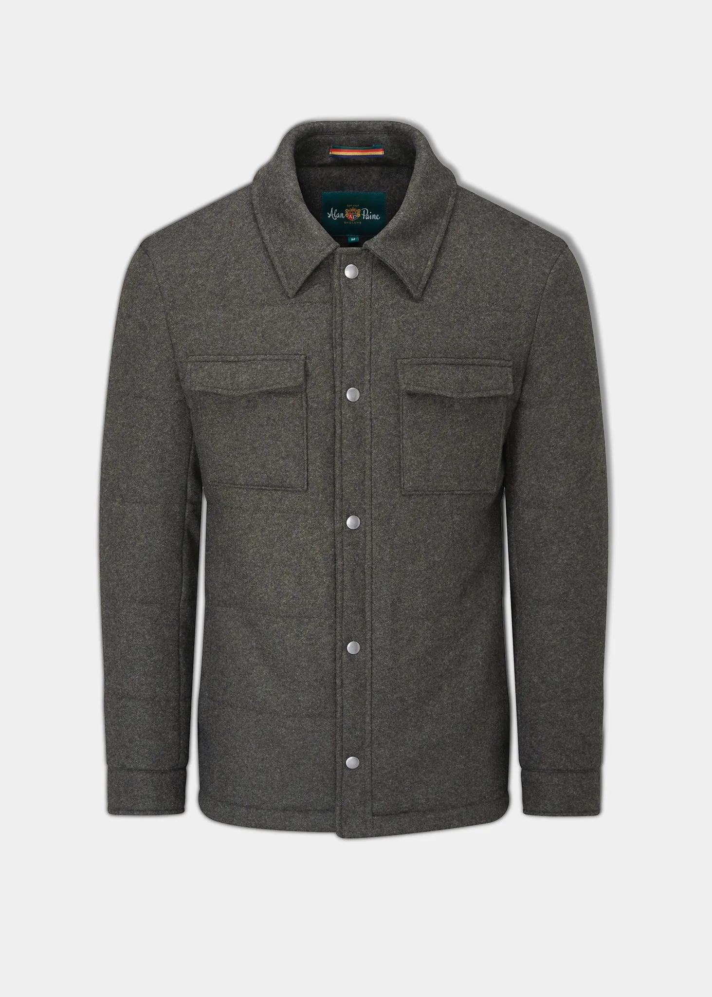 Richmond Men's Knitted Quilted Shacket In Olive All Day Comfort Design SlipResistantFastenings