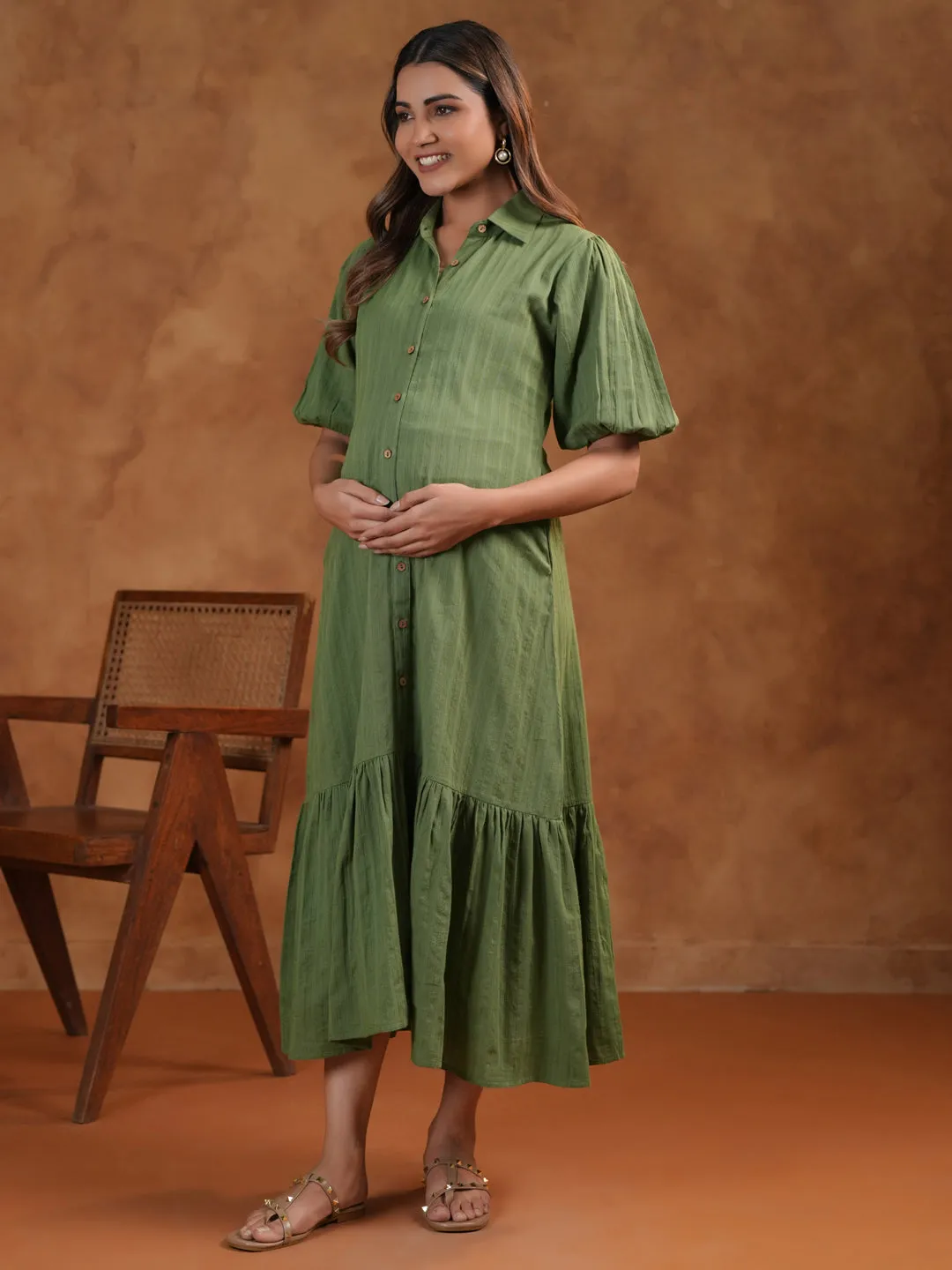 Women's Soothing Green Maternity Dress Perfect Style Wear