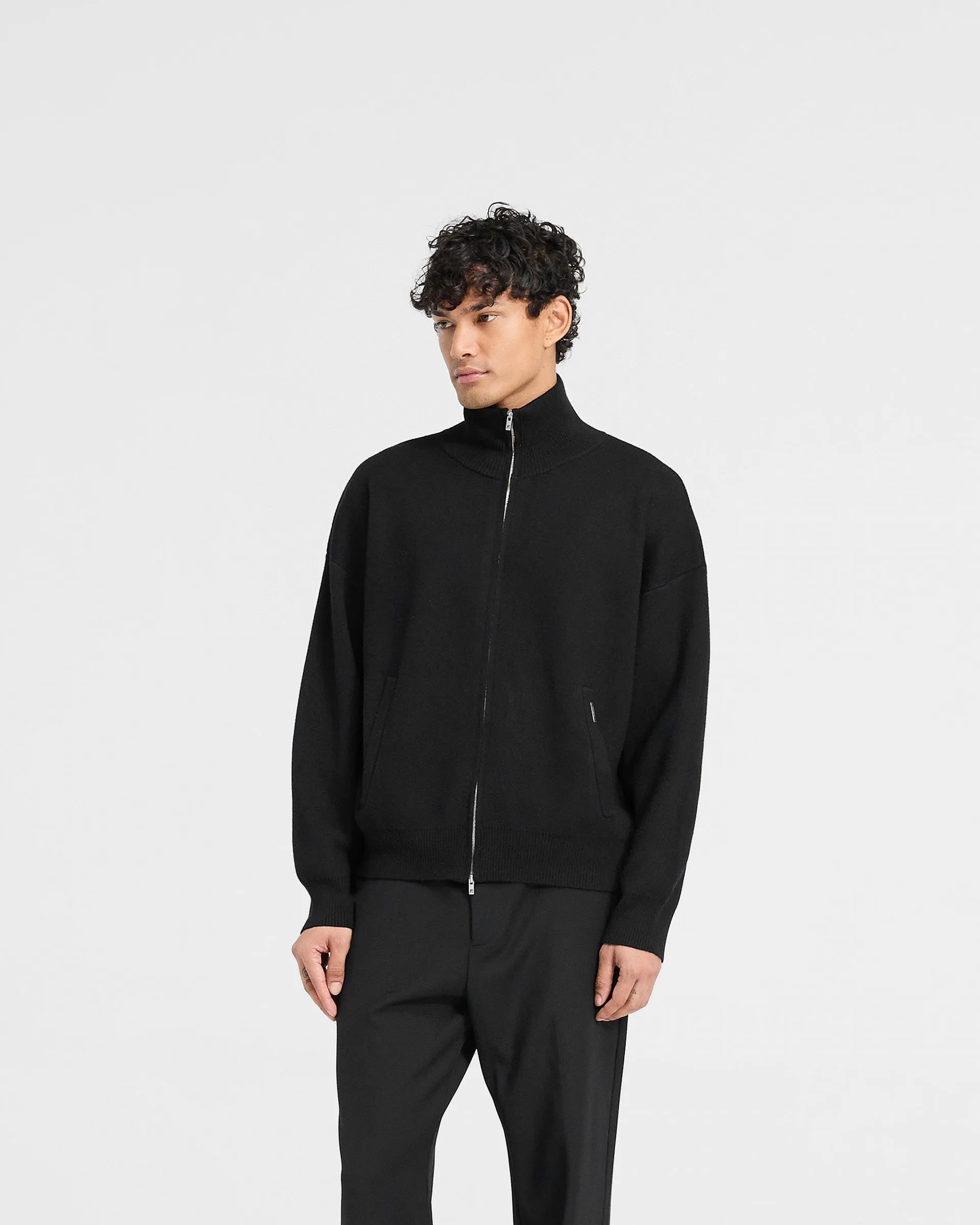 ReflectiveDetails Spark Mood Initial Knitted Track Jacket - Jet Black