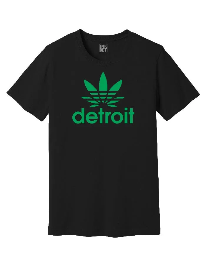 Chic Look Slim Silhouette Ink Detroit Cannabis T-Shirt - Black