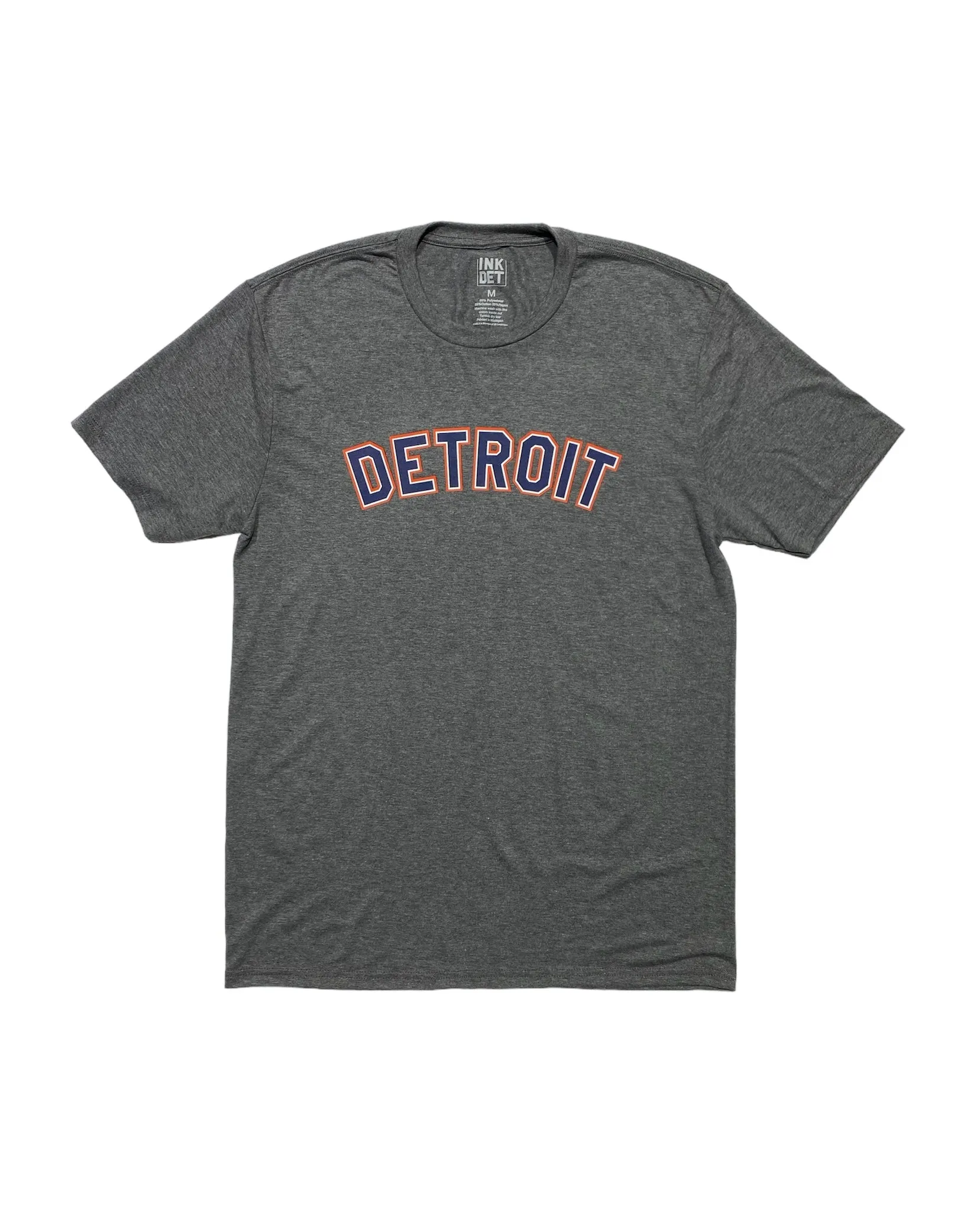 Ink Detroit Classic Orange & Navy Print T-Shirt - Heather Grey V-Neck