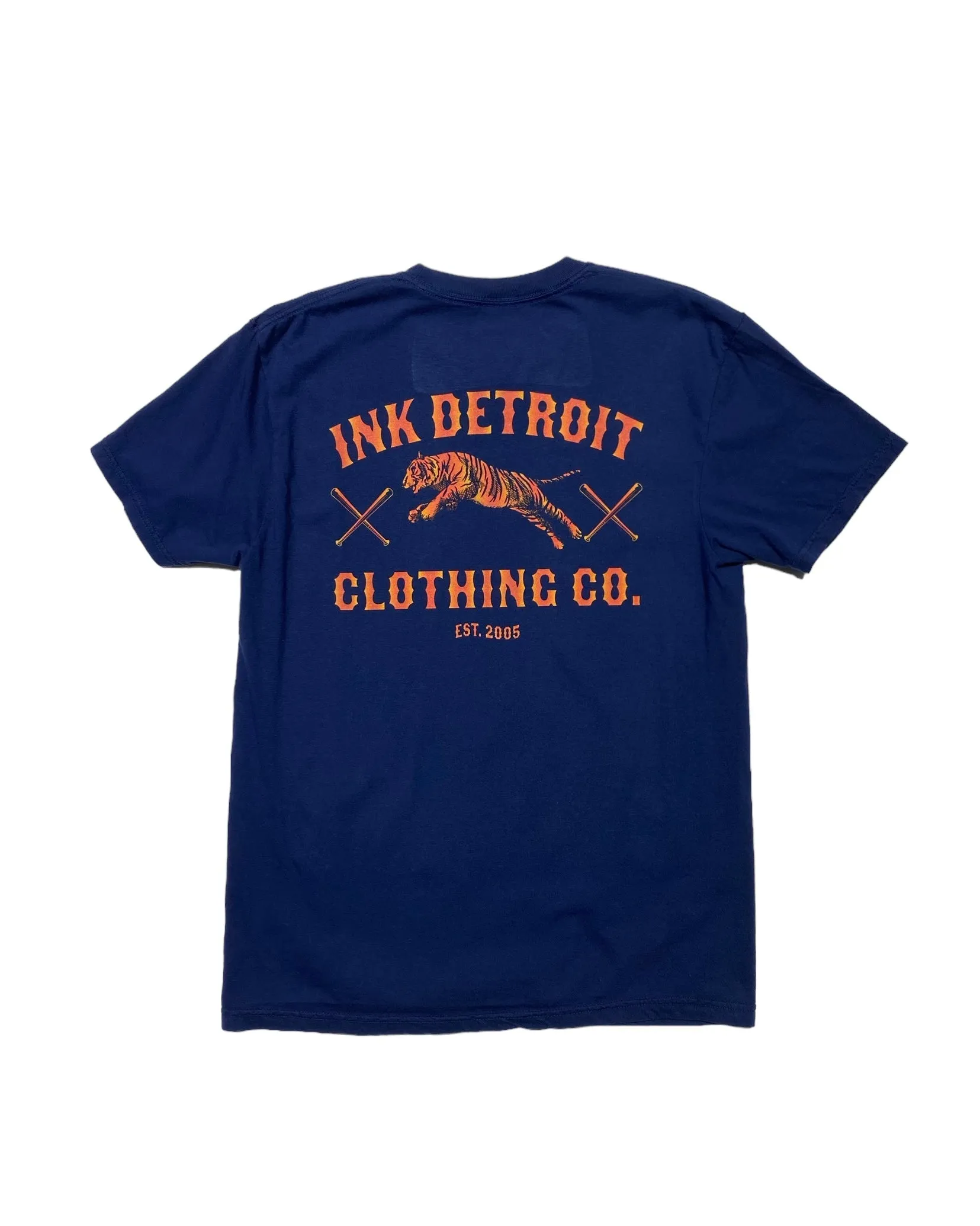 Comfy Performance Wear Ink Detroit Clothing Co. Tiger T-Shirt - Pigment Dyed - Navy