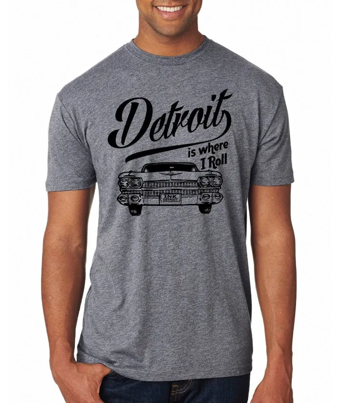 Ink Detroit - Detroit Is Where I Roll Automobile T-Shirt - Heather Grey Casual Touch