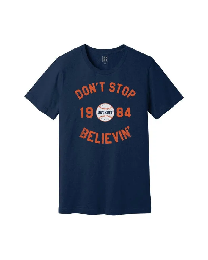 Ink Detroit Don't Stop Believing 1984 T-Shirt - Navy Printed Logo