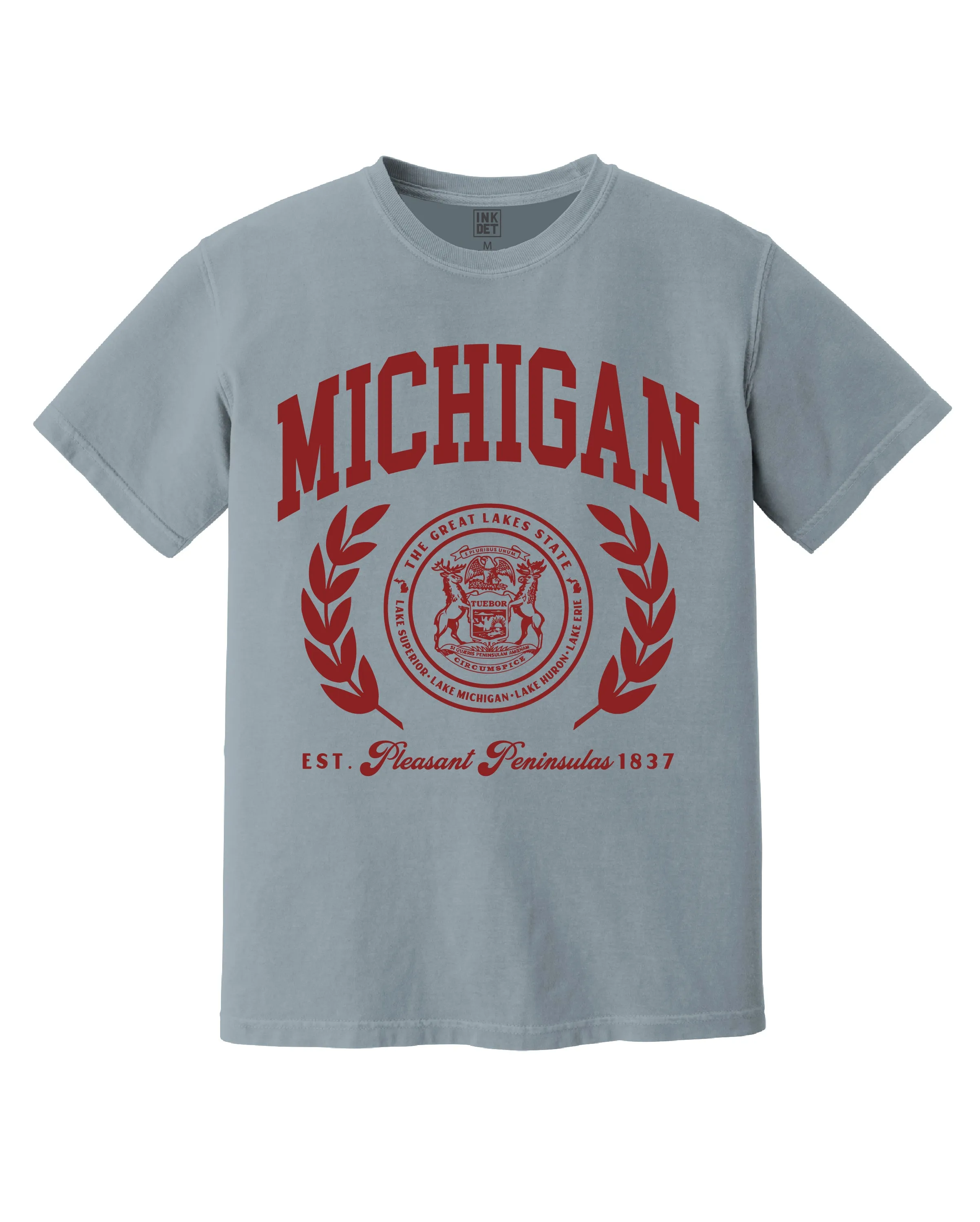 Edgy Chic Smart Ink Detroit - MICHIGAN Premium Tourist T-Shirt - Granite
