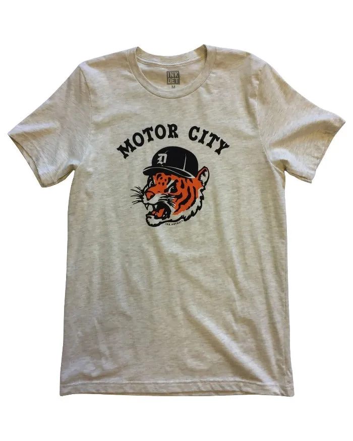 Ink Detroit Motor City Kitty T-Shirt - Heather Natural Roomy Waistband Non Toxic Printing