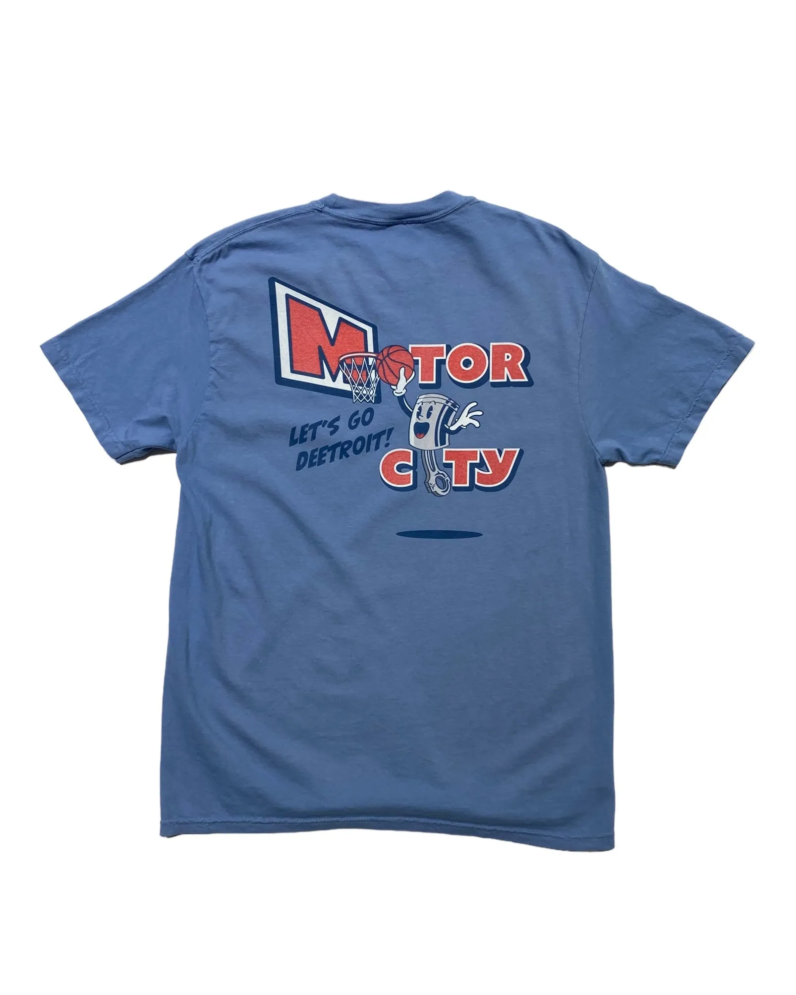 Comfort Fit Premium Material Ink Detroit - Motor City Piston T-Shirt - Pigment Washed Denim