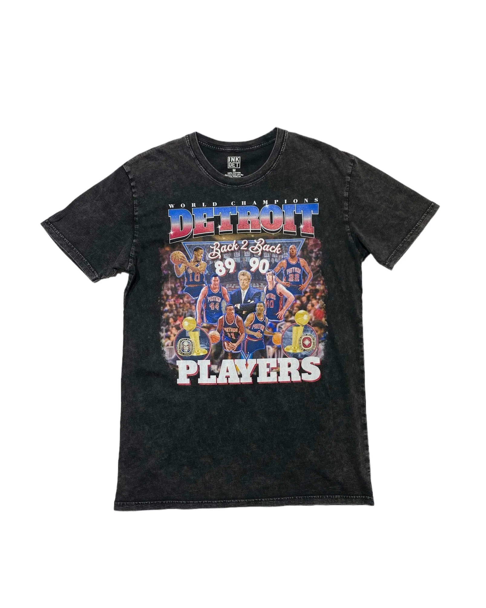 Ink Detroit - Players Back to Back Champs Mineral Wash T-Shirt - Black sporty wear