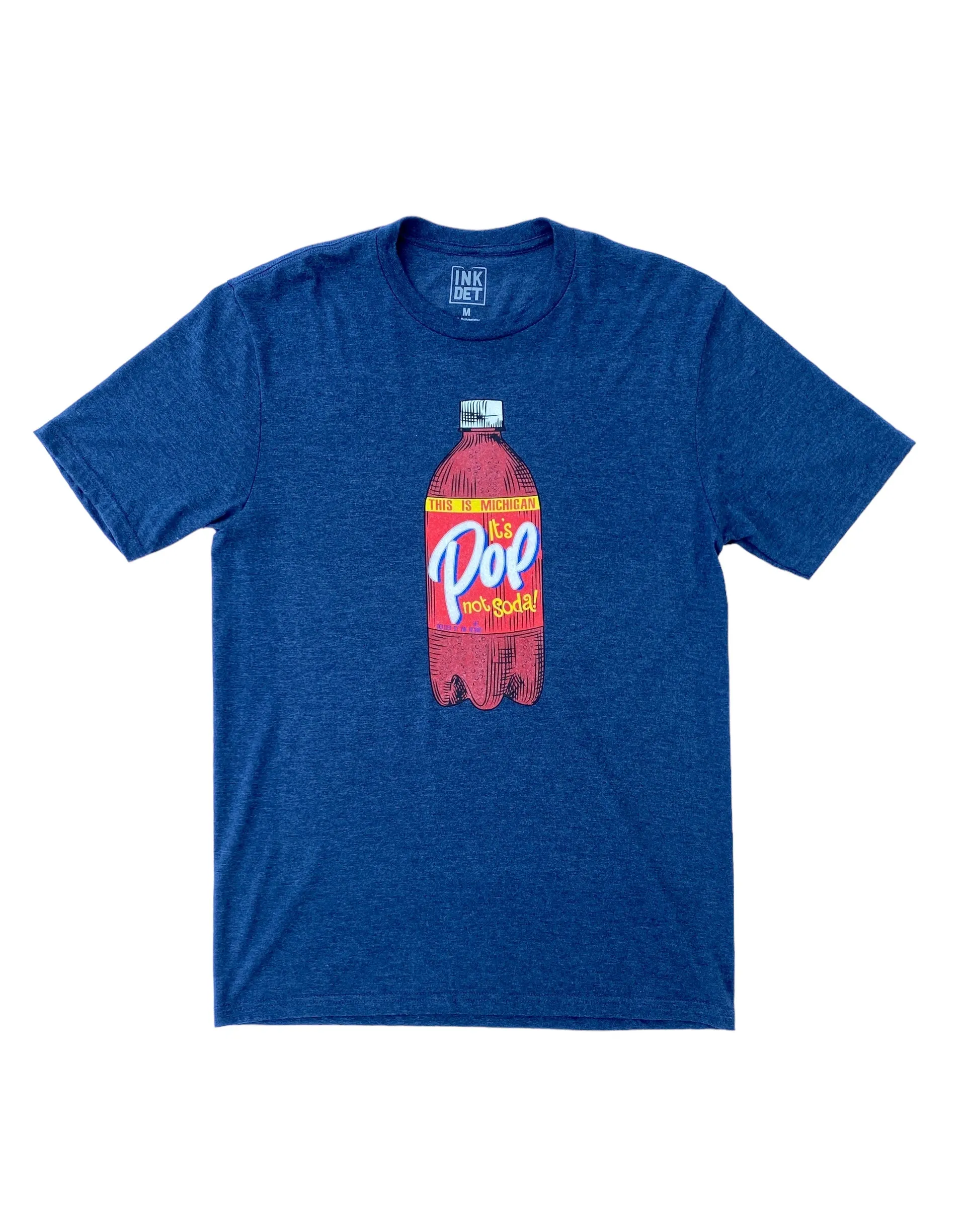 Flexible Weave Organic Cotton Blend Ink Detroit - Pop not Soda Tri Blend T-Shirt - Navy