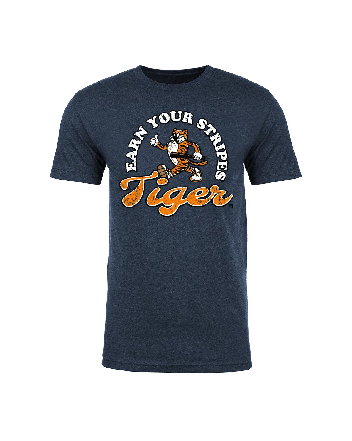 Ink Detroit - "Earn your stripes Tiger" Tri Blend T-Shirt - Navy Reinforced Shoulders hypoallergenic material