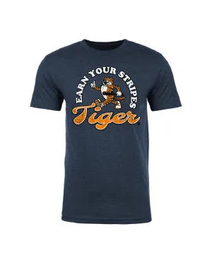 Ink Detroit - "Earn your stripes Tiger" Tri Blend T-Shirt - Navy Tear Resistant Knit