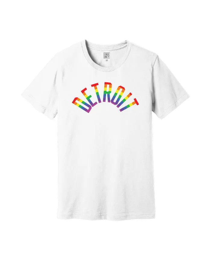 Sporty Flex Ink Detroit Rainbow T-Shirt - White