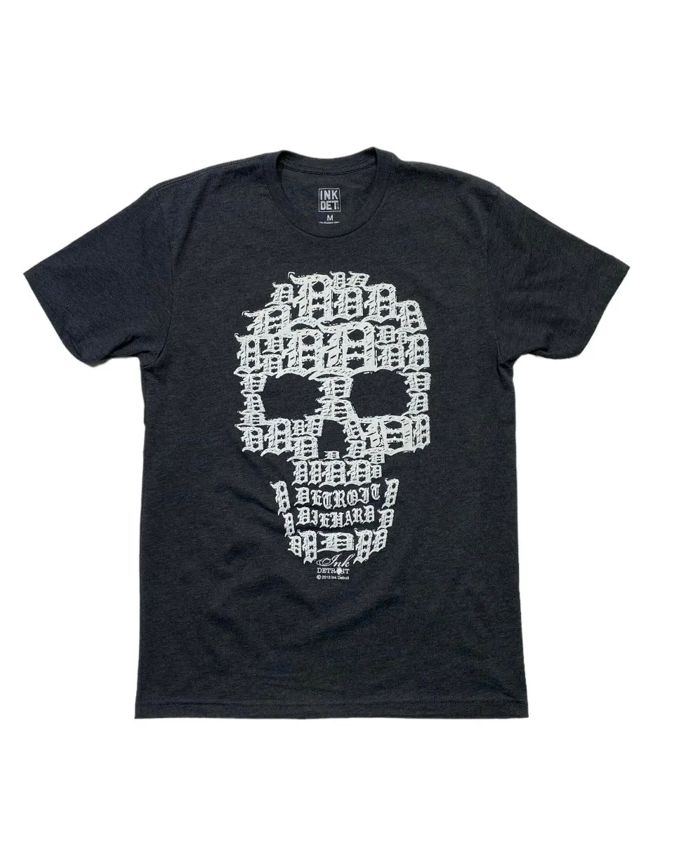 Ink Detroit Skull T-Shirt - Charcoal Grey contrast