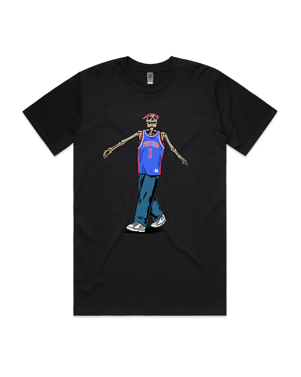 Ink Detroit - Tupac Pistons Jersey Premium Heavyweight T-Shirt - Black Everyday Layering
