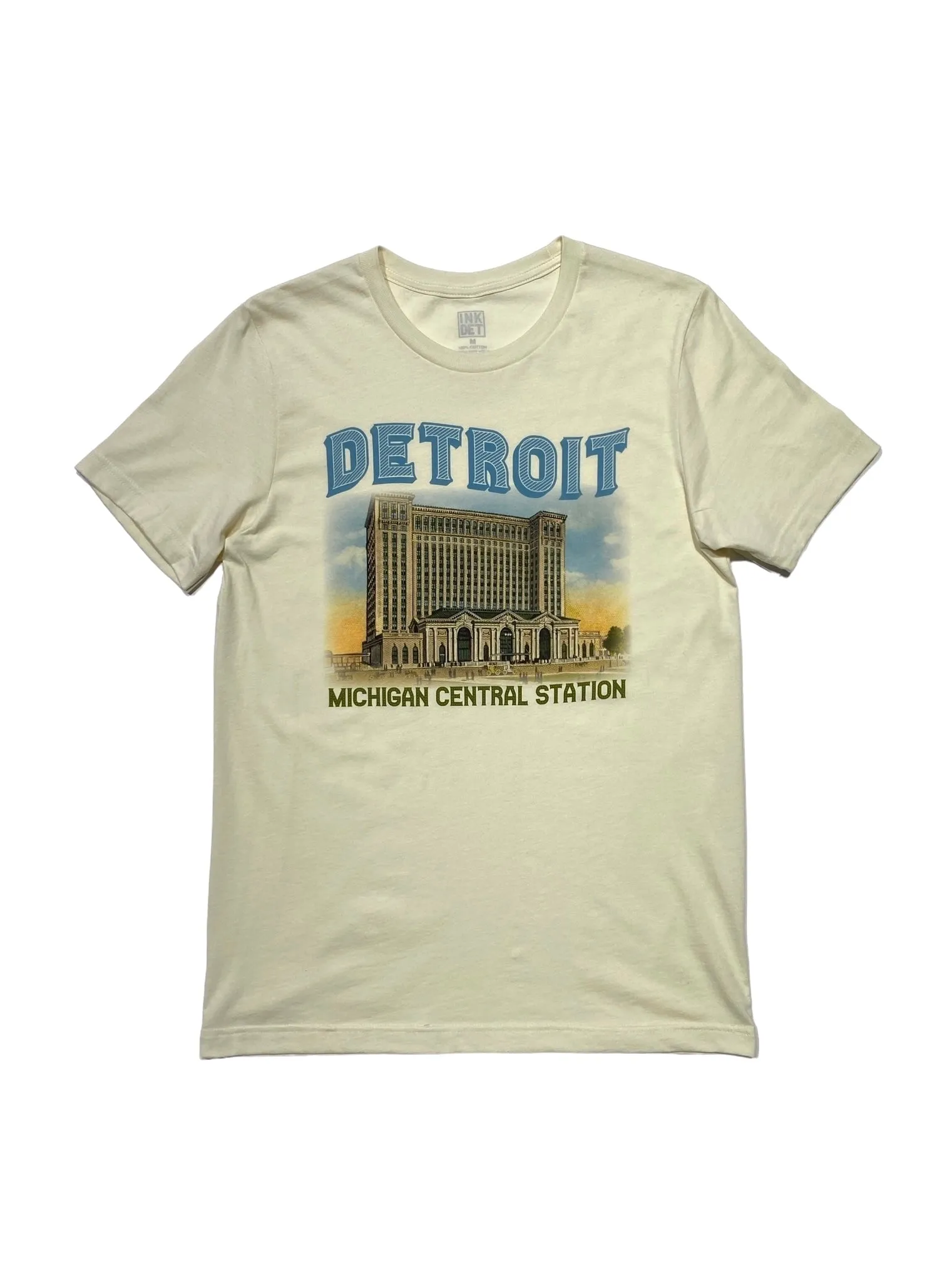 Stretch waistband Ink Detroit- Vintage Michigan Central Station T-Shirt - Natural