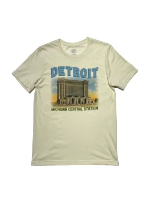 Versatile Look Ink Detroit- Vintage Michigan Central Station T-Shirt - Natural