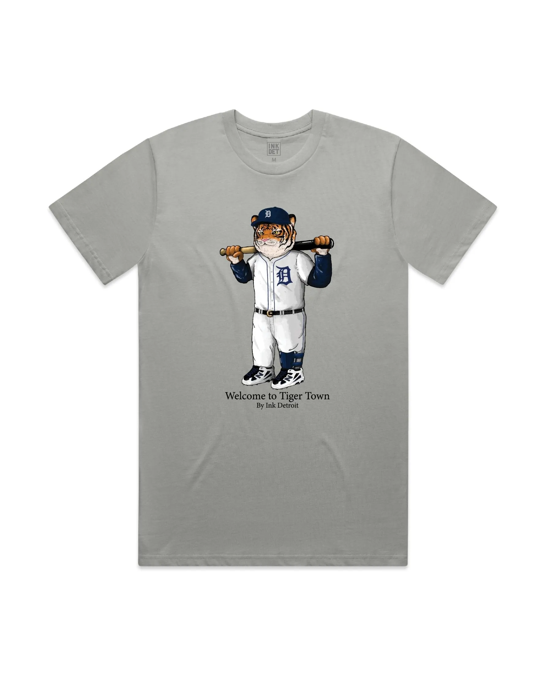 Comfy and Versatile AntiPilling Treatment Ink Detroit - Welcome to Tiger Town T-Shirt - Storm Grey