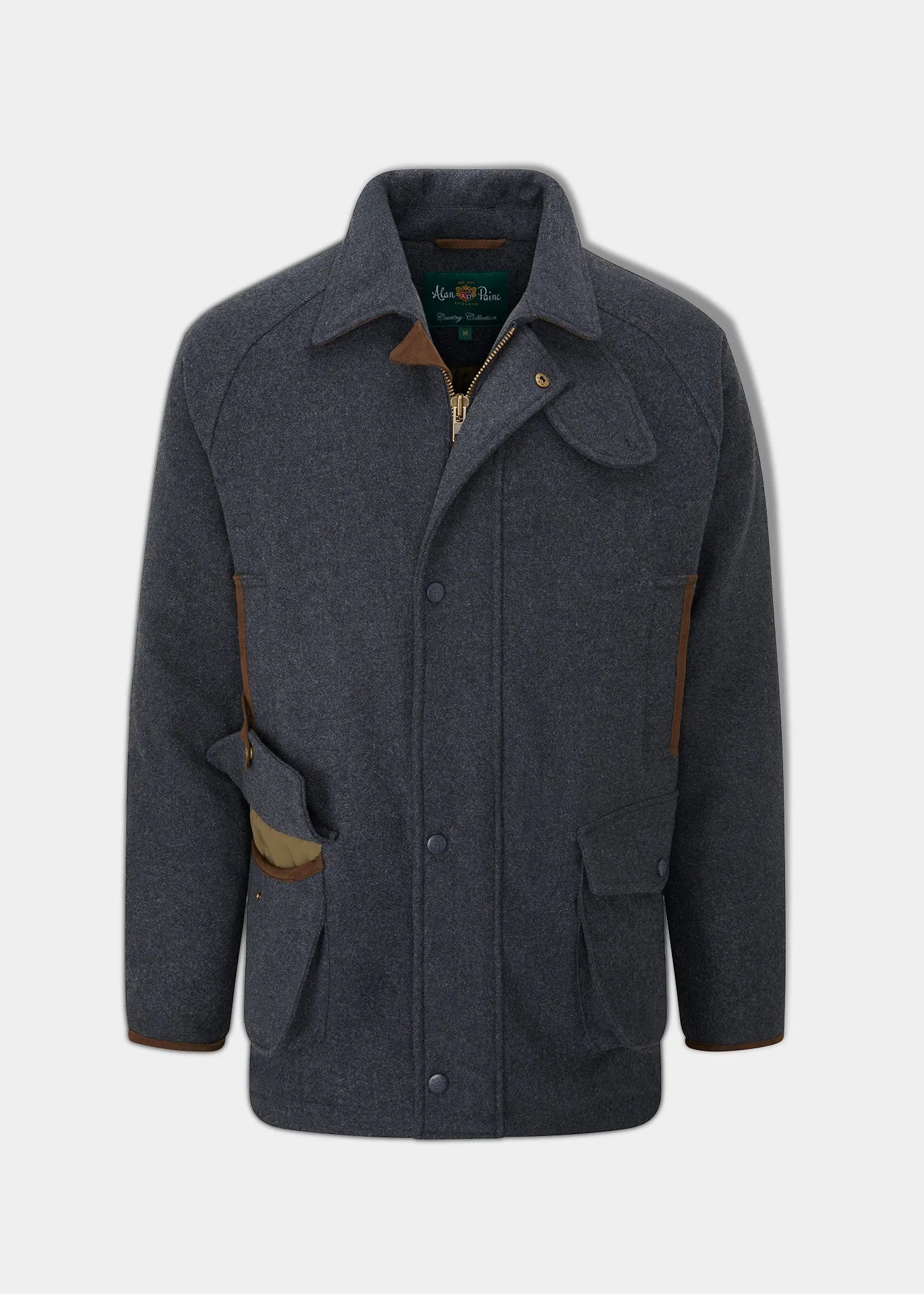 Compact Packable Feature Surrey Waterproof Tweed Coat In Blue - Shooting Fit