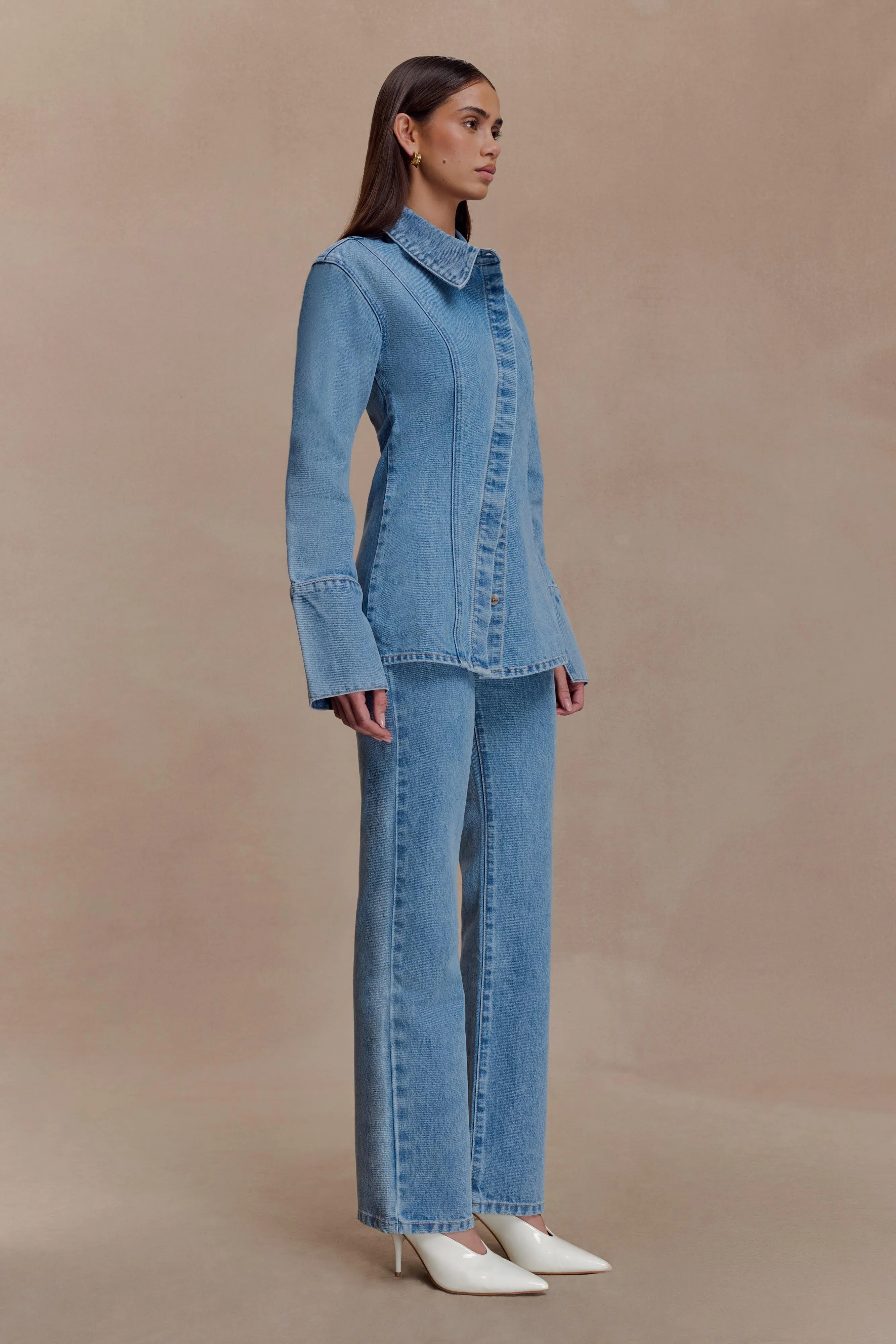 Base Style Bold Earthy Janine High Waisted Straight Leg Jeans - Classic Blue