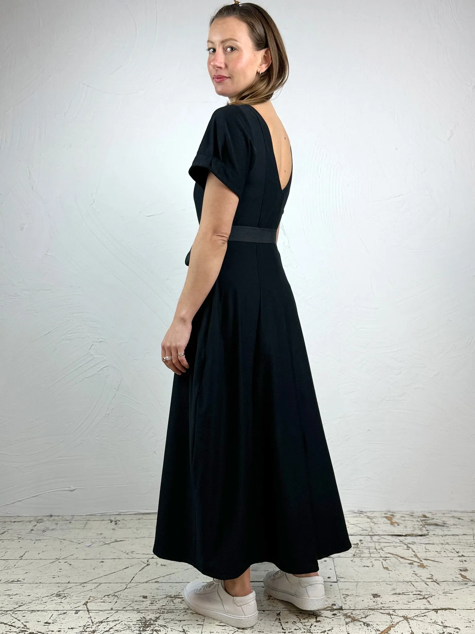 Beauty Feel Euro Touch Jersey Black Puff Sleeve Dress