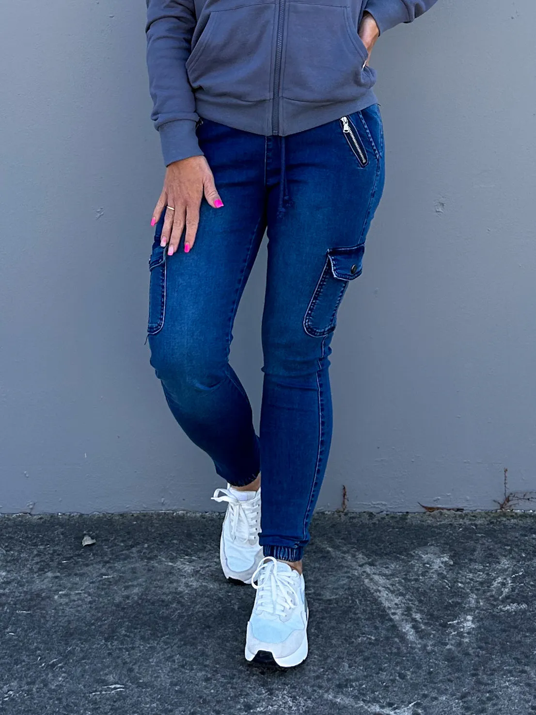 Quick Slip Comfort Layer Wear Jordy Jeans - Dark Blue