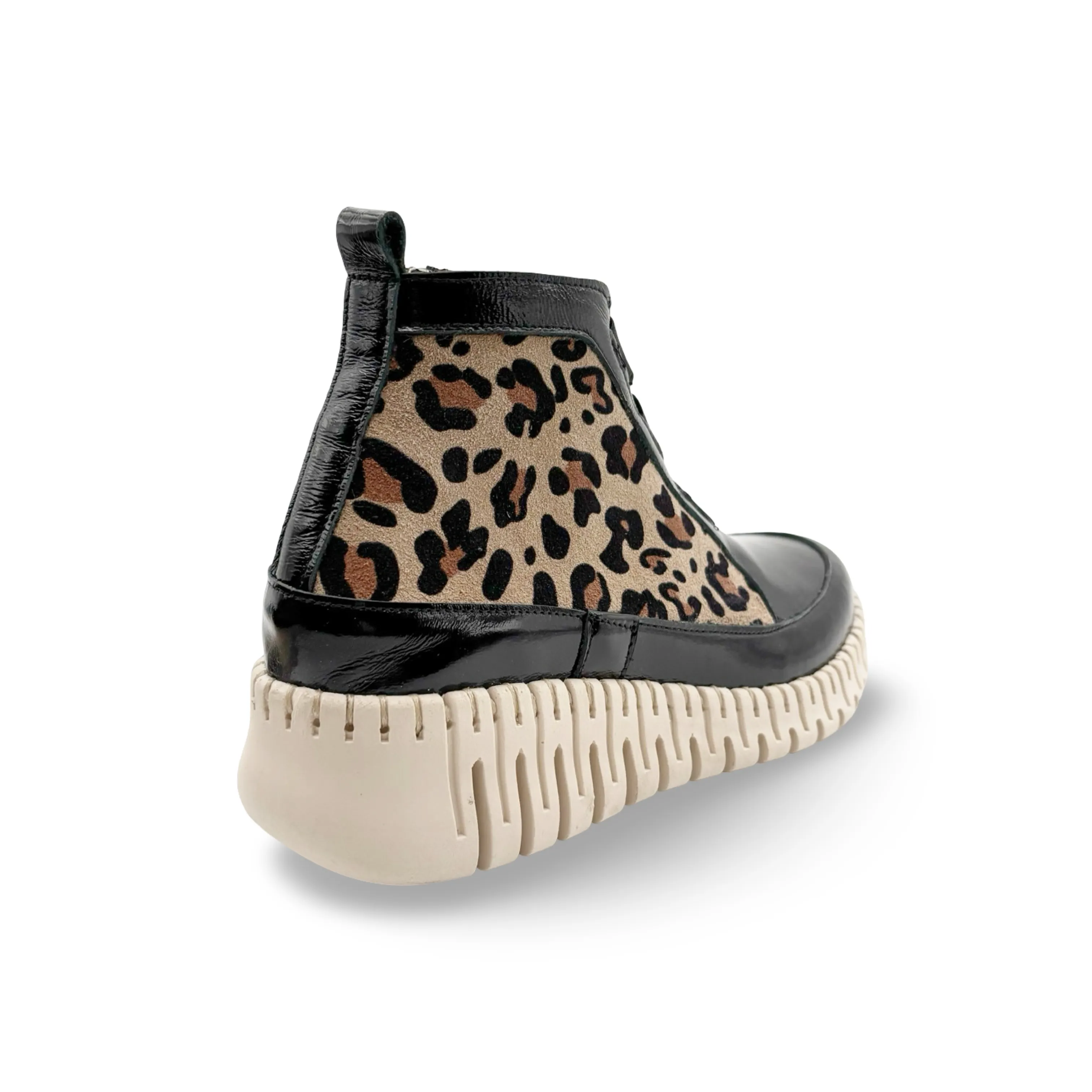 Josie Black/Cheetah High Top Wedge Flexible Arch Support Cushioned heel