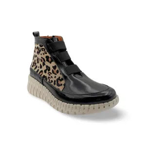 Lace Up Josie Black/Cheetah High Top Wedge