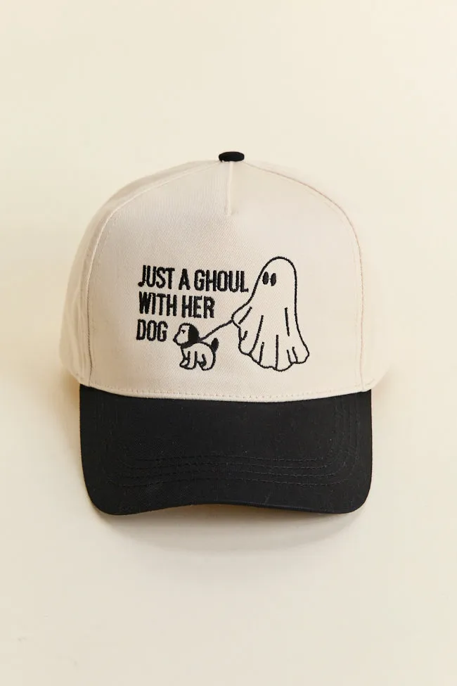 Light and Breathable Essential Top Just A Ghoul With Her Dog Black Trucker Hat SALE