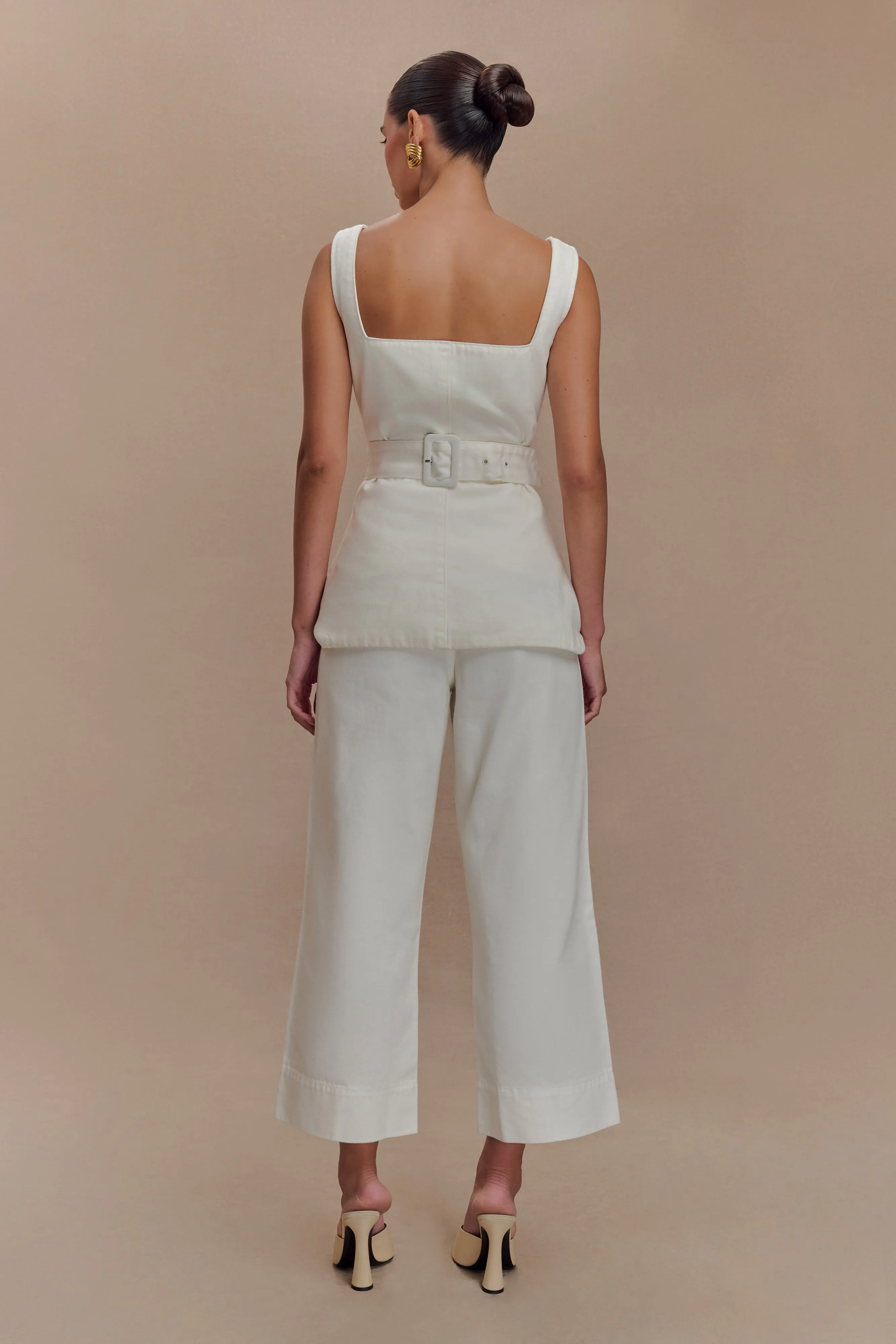 All Time Fit Evening Stroll Weekend Getaway Kaitlyn Cropped Wide Leg Jeans - White