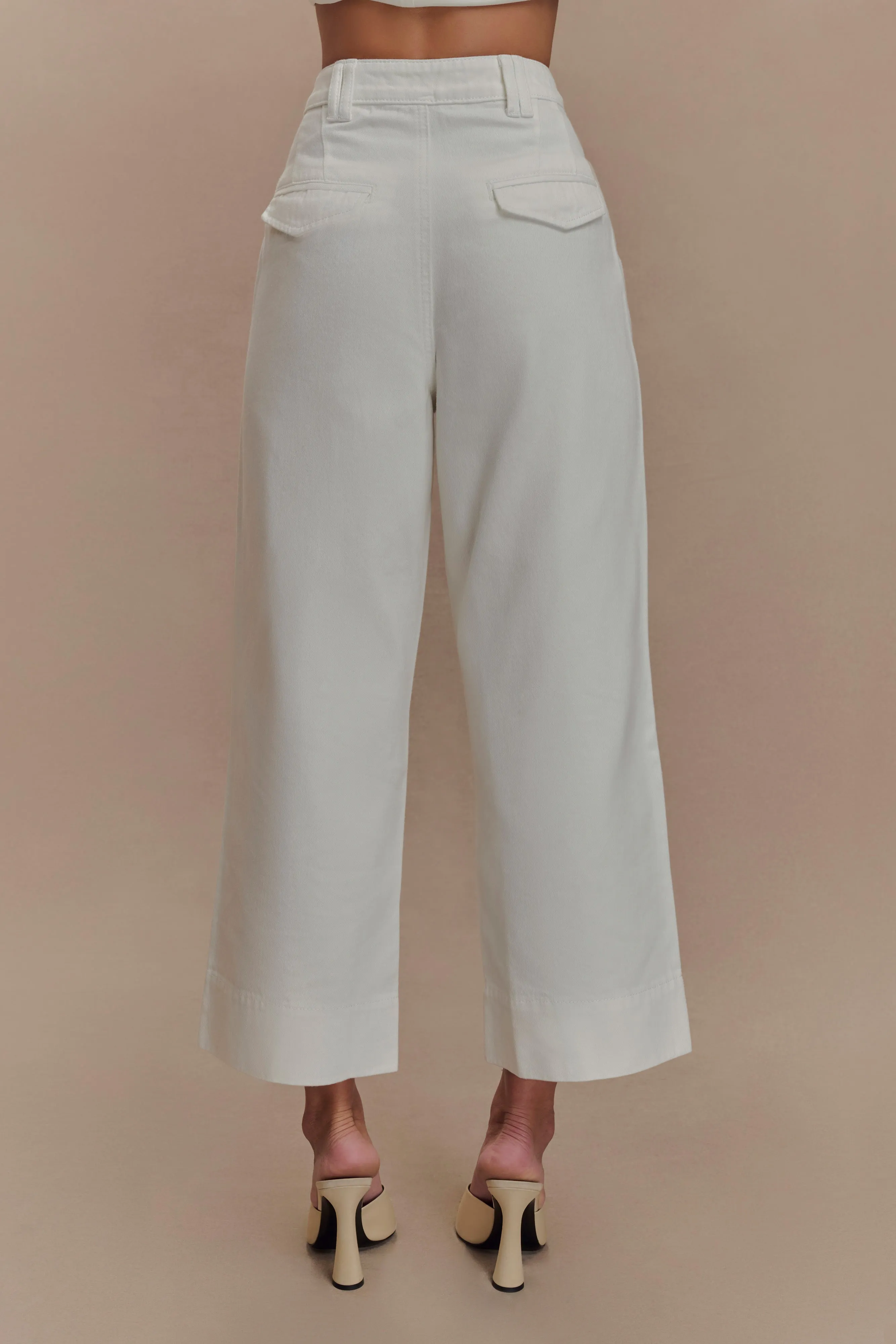 Kaitlyn Cropped Wide Leg Jeans - White Spring Attire