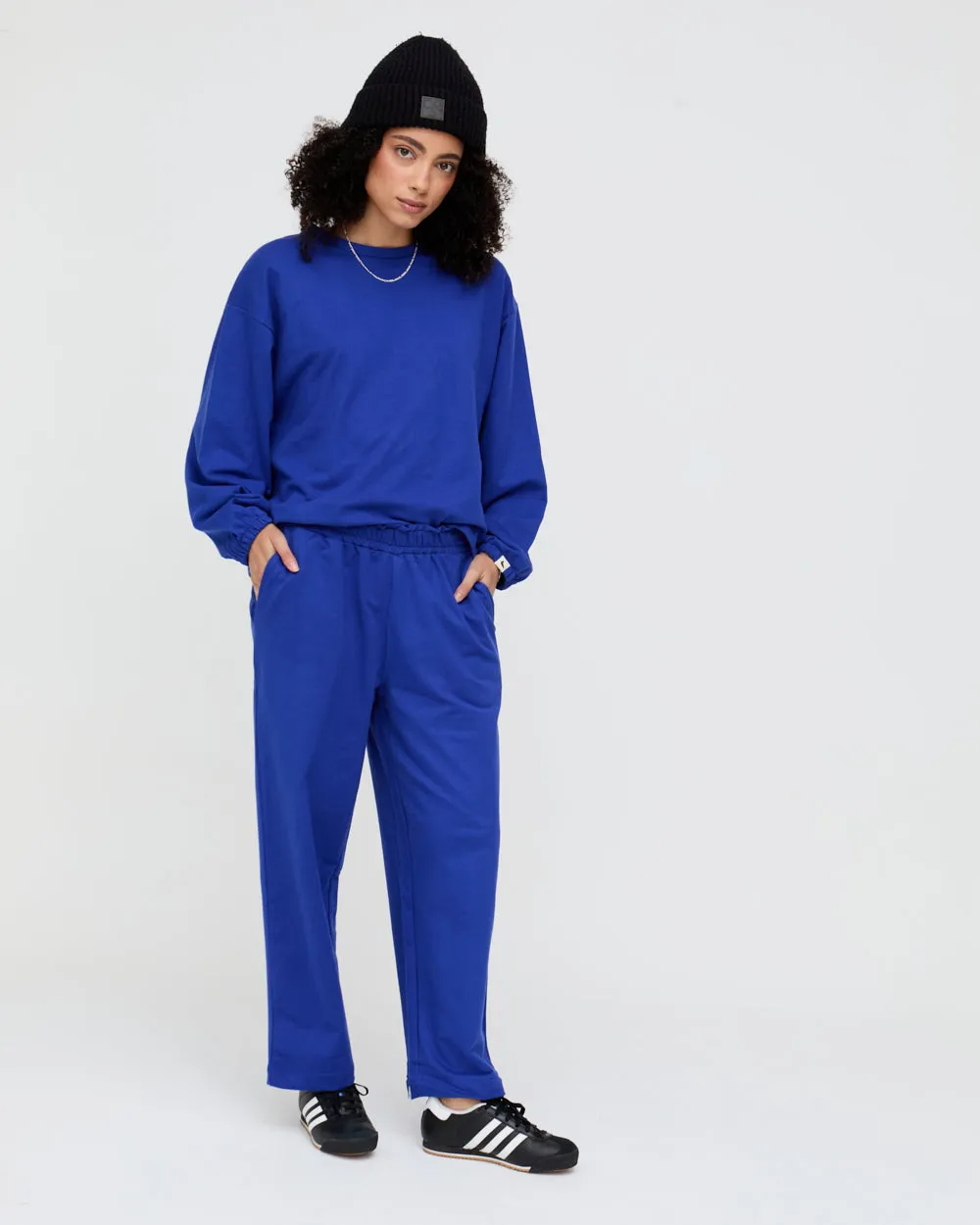 Kate Blue Barrel Leg Trousers Ripped design
