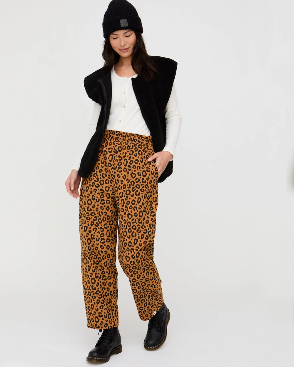 Flexible Performance Kate Brown Mini Animal Print Barrel Leg Trousers