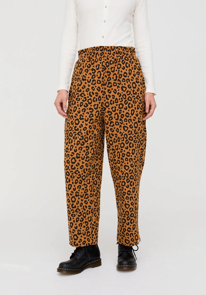 Kate Brown Mini Animal Print Barrel Leg Trousers Abrasion resistant Quick Fit Design