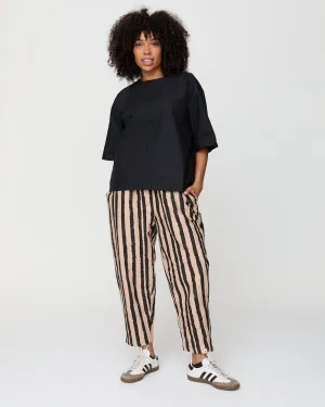Comfy All-Day HighRiseWaistband Kate Multicolour Painted Stripe Print Barrel Leg Trousers