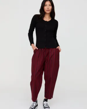 Kate Red Stripe Print Barrel Leg Trousers Chill Comfort Wear Stretch Ready