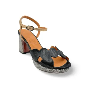 Kelis46 Black/Geo Sandal Rain Step Reinforced Heel Stabilizer