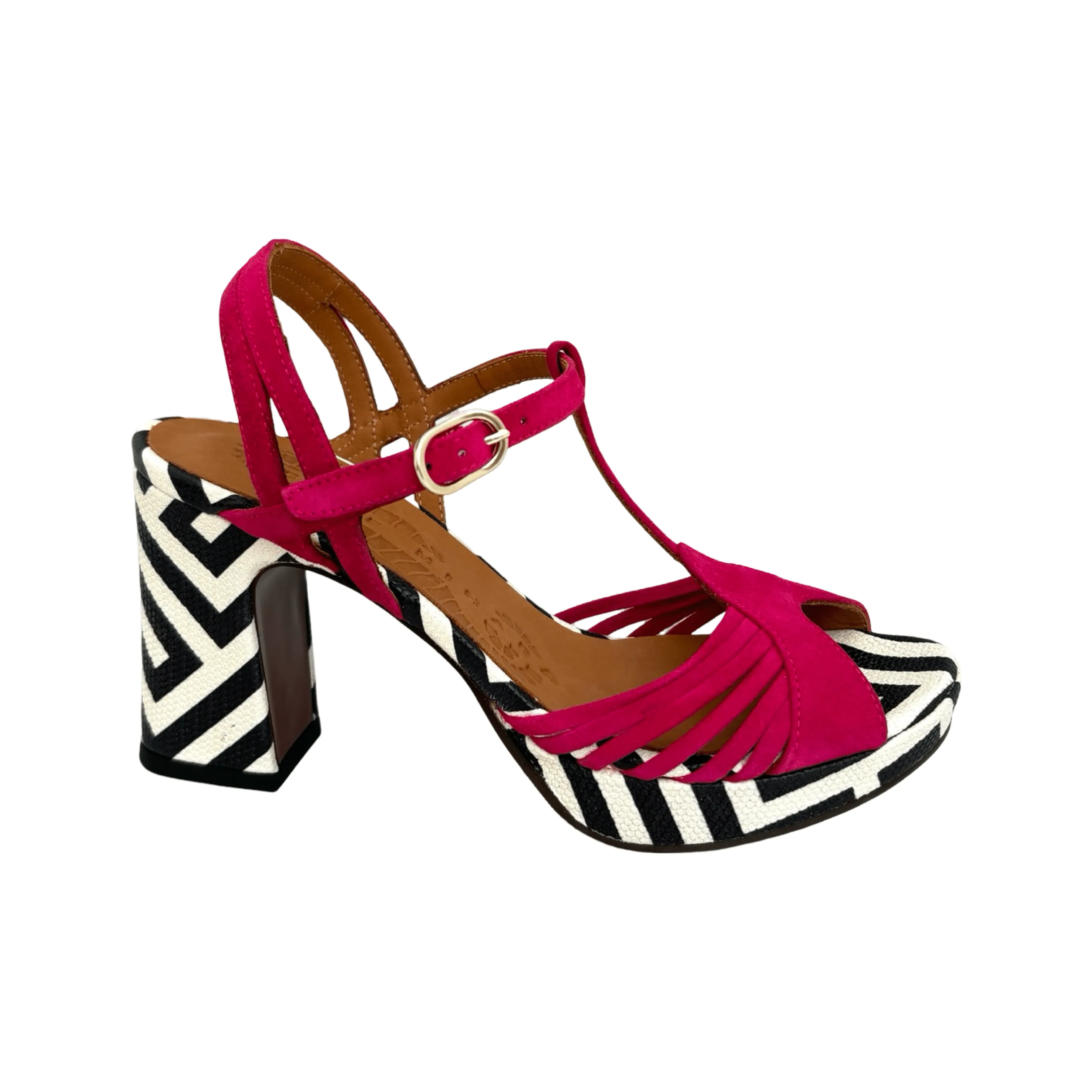 Kija Fuchsia T-Strap Platform Soft Interior