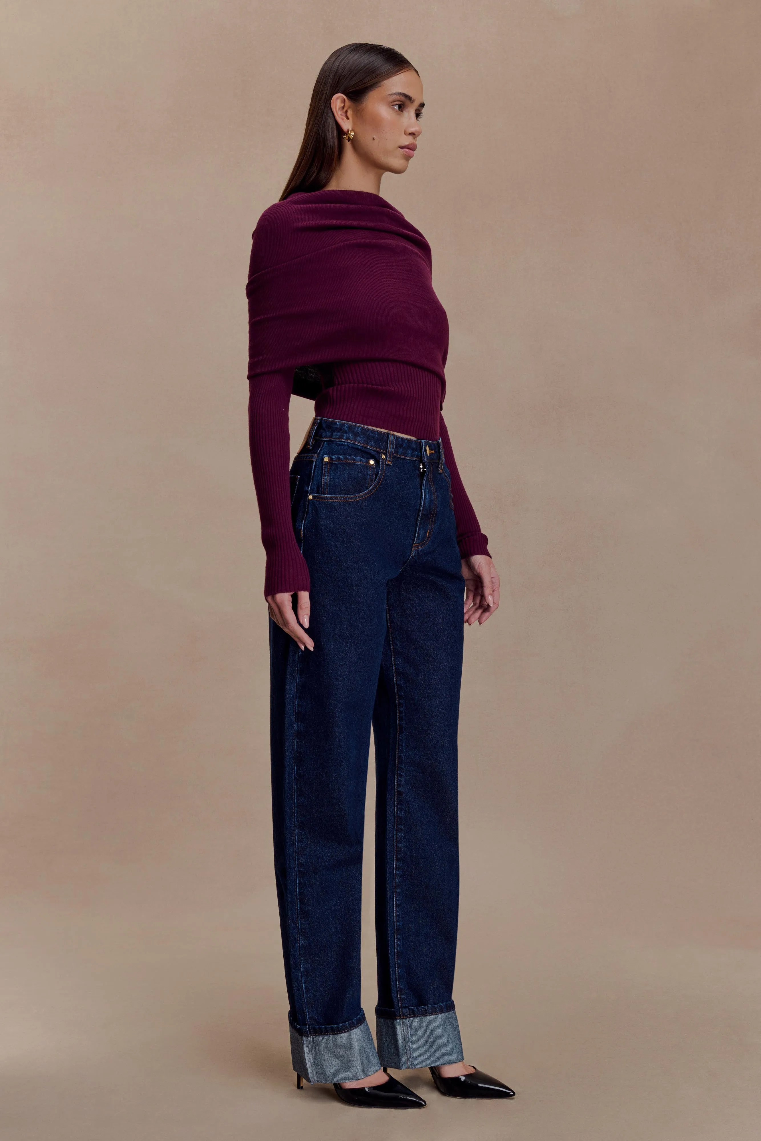 Kirralee Straight Leg Cuffed Jeans - Indigo Blue Night Out City Walk Minimalist
