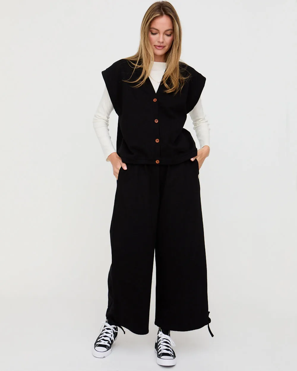 Kit Black Wide Leg Trousers Performance Design