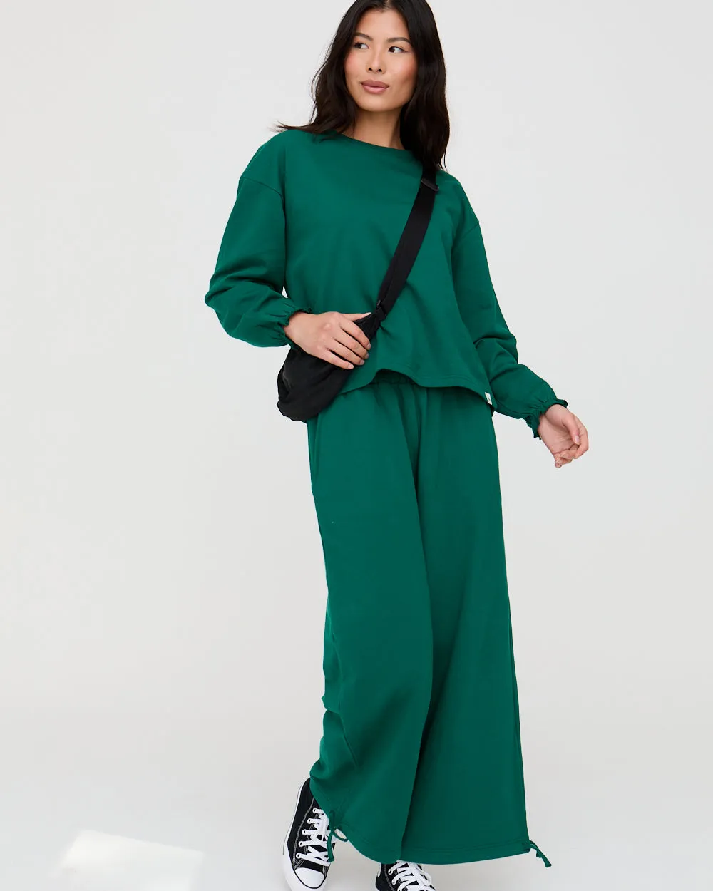 Printed design Kit Dark Green Wide Leg Trousers