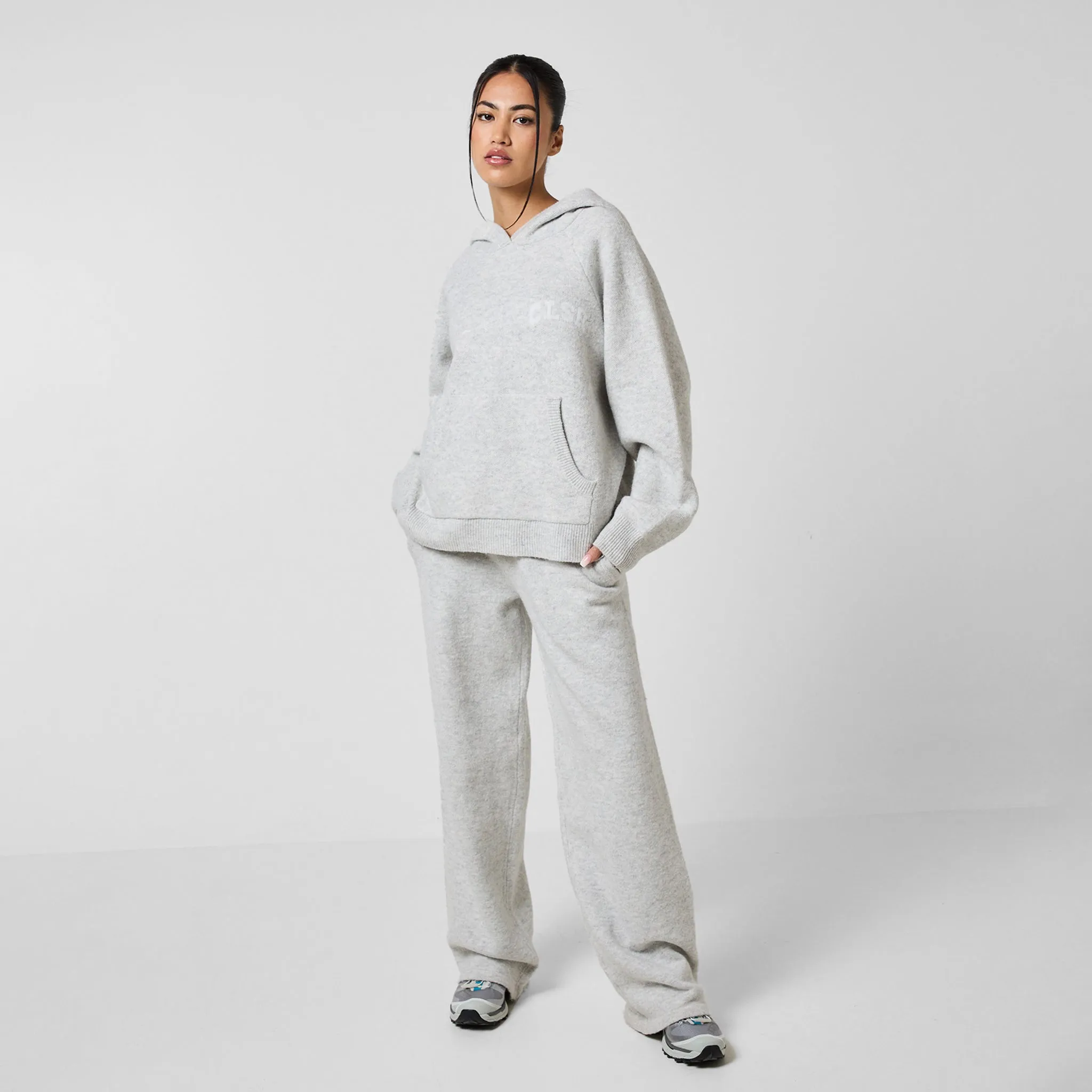 Knit CLSR Hoodie | Light Grey Marl Fashionable Look Soft Layer