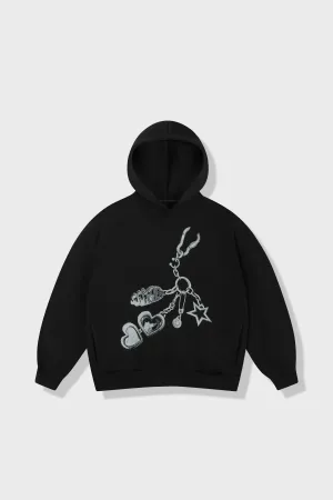 graffiti print Raglan Chain Hoodie