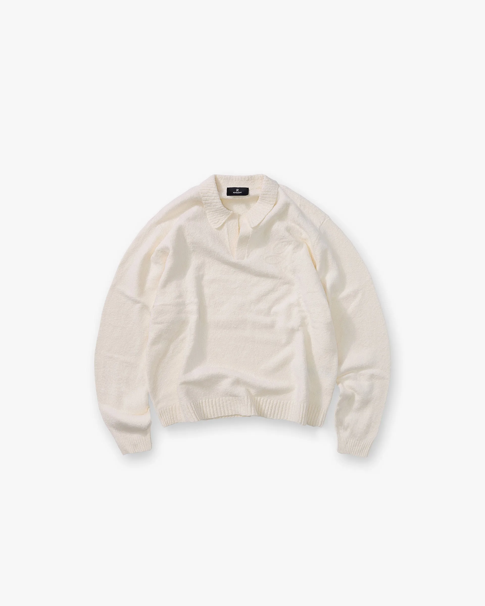 Digital Glow Knitted Polo - Aged White